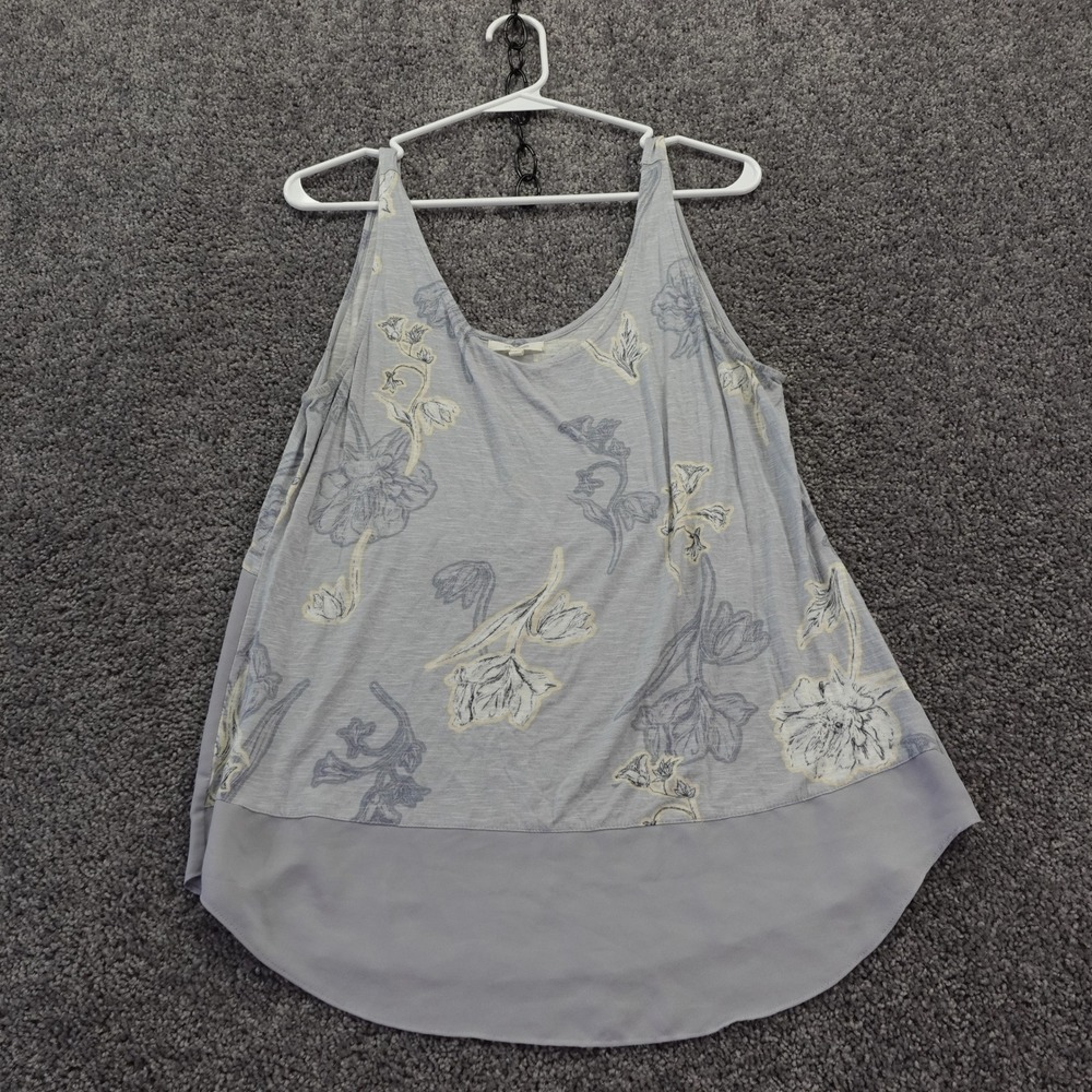 Maurices Tank Top Womens Large Gray Floral Sleeveless Scoop Neck L
